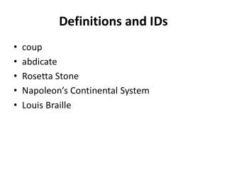 Definitions and IDs