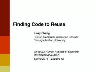 Finding Code to Reuse