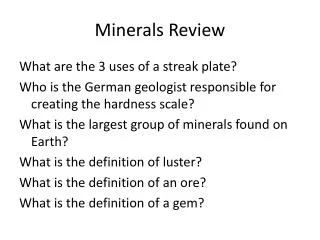 Minerals Review