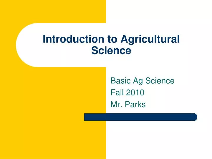introduction to agricultural science