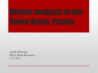 Nitrate analysis in the Seine Basin, France