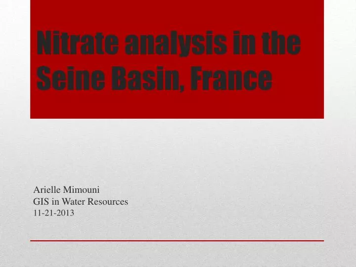 nitrate analysis in the seine basin france