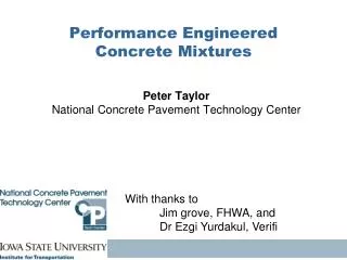 Performance Engineered Concrete Mixtures