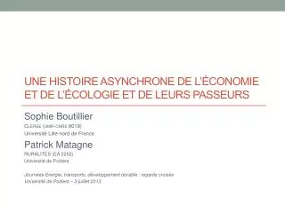 une histoire asynchrone de l conomie et de l cologie et de leurs passeurs