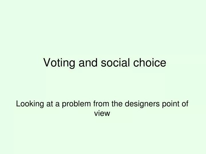 voting and social choice