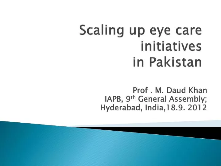 scaling up eye care initiatives in pakistan