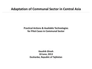 Adaptation of Communal Sector in Central Asia