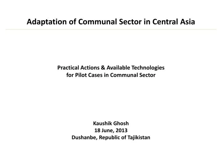 adaptation of communal sector in central asia