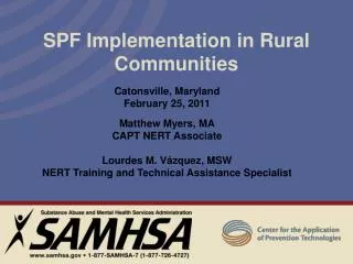 SPF Implementation in Rural Communities