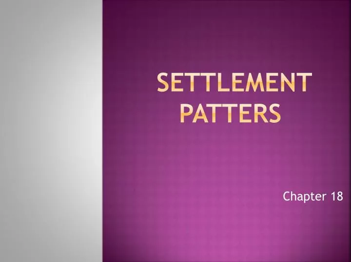 settlement patters