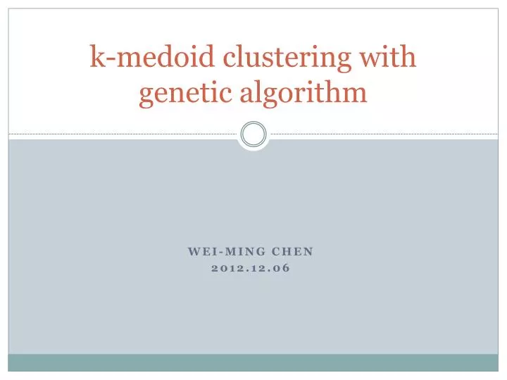 k medoid clustering with genetic algorithm
