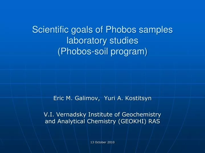 scientific goals of phobos samples laboratory studies phobos soil program
