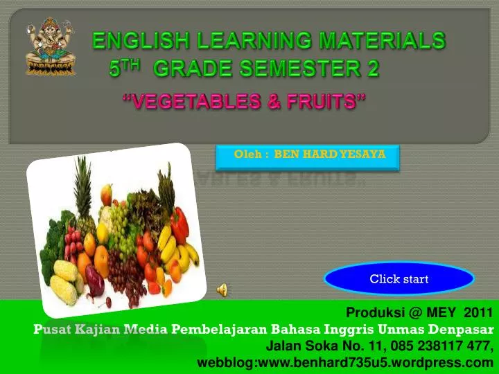 english learning materials 5 th grade semester 2 vegetables fruits