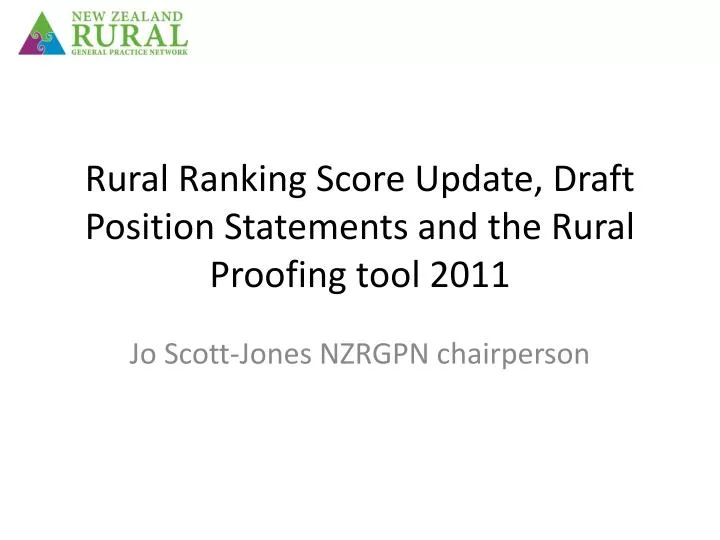 rural ranking score update draft position statements and the rural proofing tool 2011