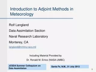 Introduction to Adjoint Methods in Meteorology