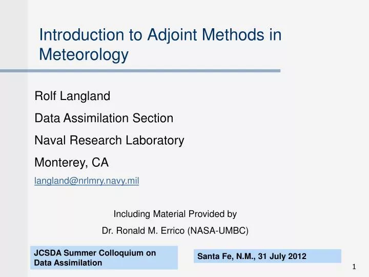 introduction to adjoint methods in meteorology