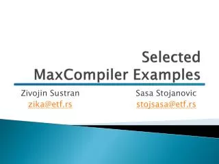 Selected MaxCompiler Examples