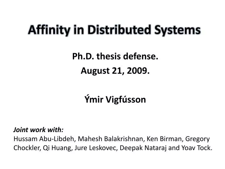 affinity in distributed systems