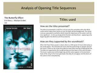 Analysis of Opening Title Sequences
