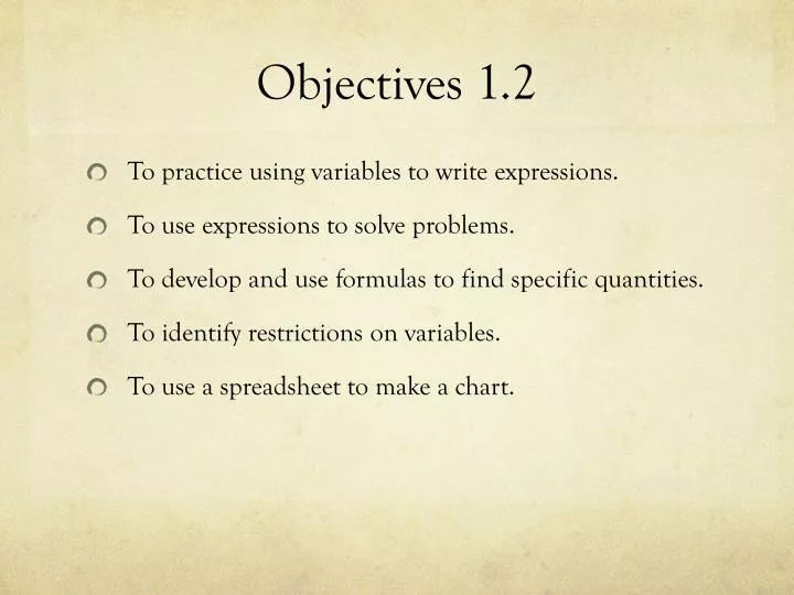 objectives 1 2