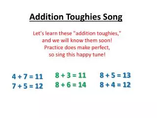 Addition Toughies Song