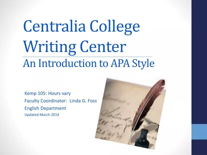 centralia college writing center an introduction to apa style