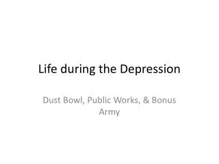 life during the depression