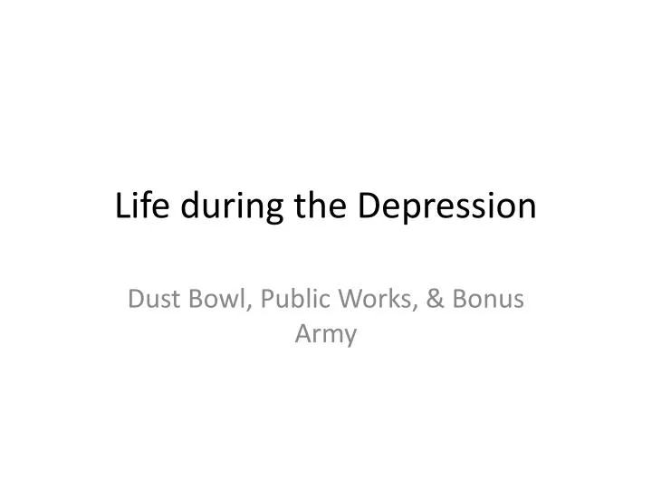 life during the depression