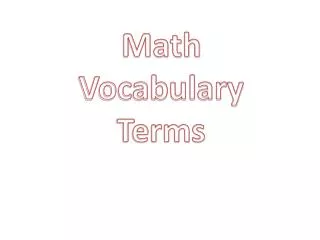 Math Vocabulary Terms
