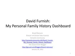 David Furnish : My Personal Family History Dashboard