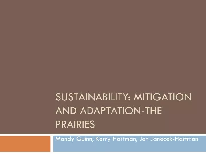 sustainability mitigation and adaptation the prairies