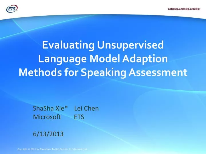 evaluating unsupervised language model adaption methods for speaking assessment
