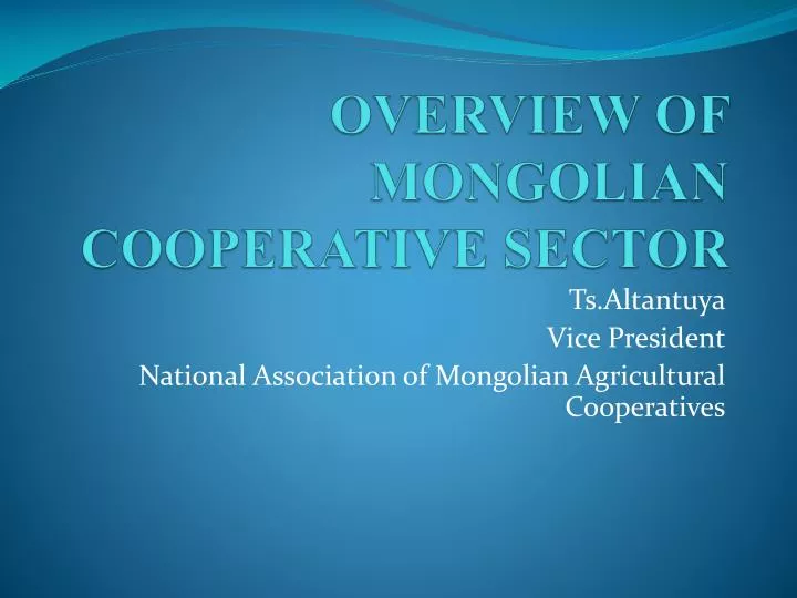 overview of mongolian cooperative sector