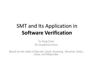 SMT and Its Application in Software Verification