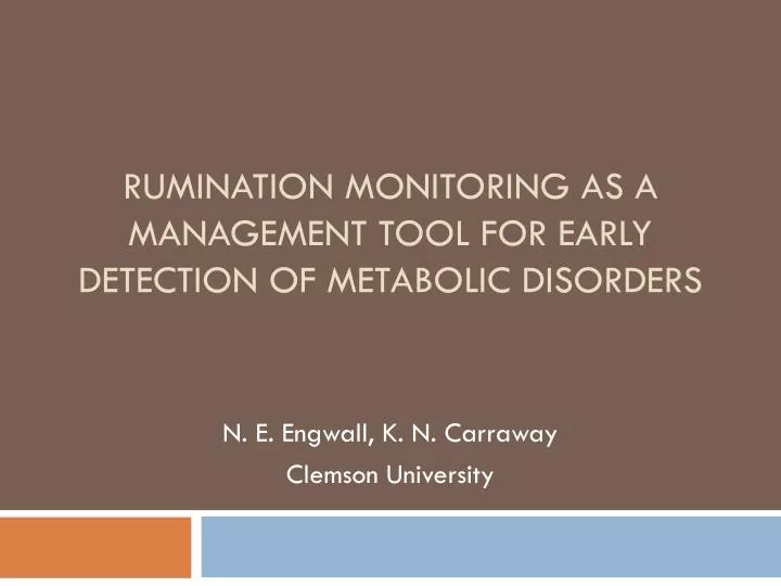 rumination monitoring as a management tool for early detection of metabolic disorders