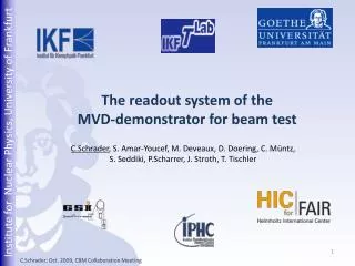 The readout system of the MVD-demonstrator for beam test