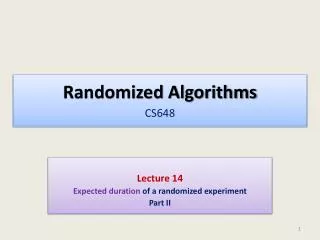 Randomized Algorithms CS648