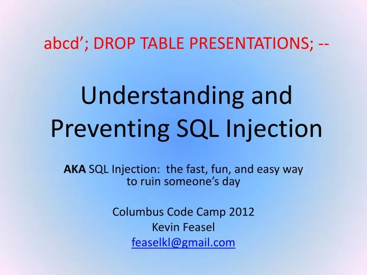 abcd drop table presentations