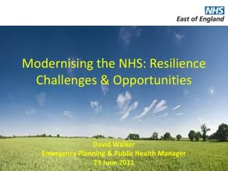 Modernising the NHS: Resilience Challenges &amp; Opportunities