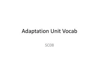 Adaptation Unit Vocab
