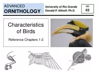 Characteristics of Birds Reference Chapters 1-2