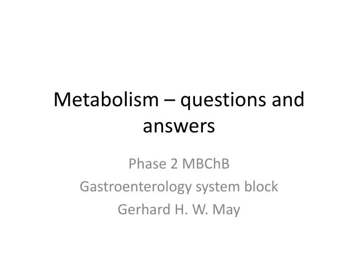 metabolism questions and answers