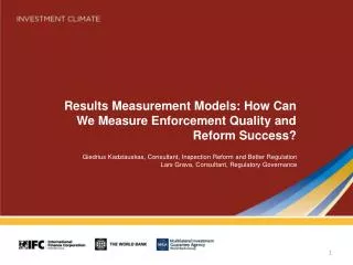 Results Measurement Models: How Can We Measure Enforcement Quality and Reform Success?