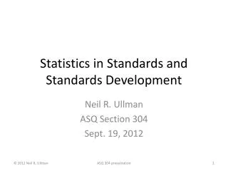 Statistics in Standards and Standards Development