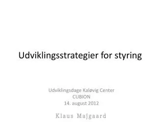 udviklingsstrategier for styring