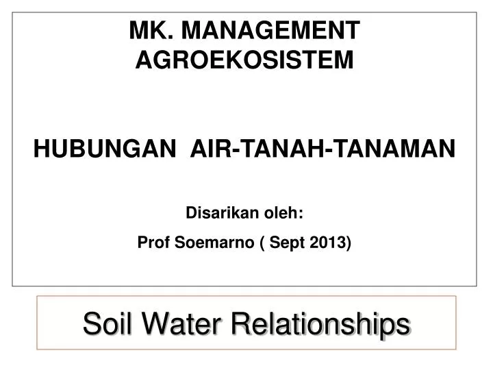 soil water relationships