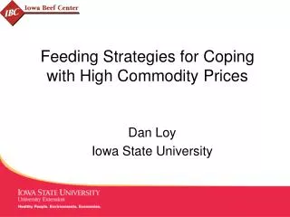 Feeding Strategies for Coping with High Commodity Prices