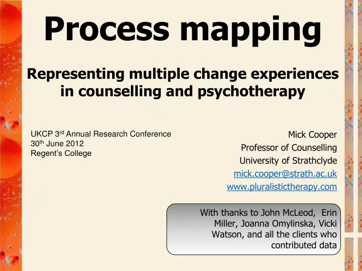 process mapping representing multiple change experiences in counselling and psychotherapy