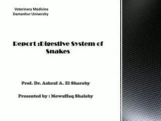 Report :Digestive System of Snakes