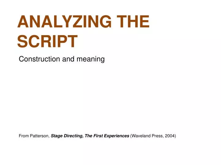 analyzing the script